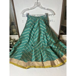 Midi Skirt Women’s 18” Gold Green Iridescent Fairy Mermaid Festival Y2K Read